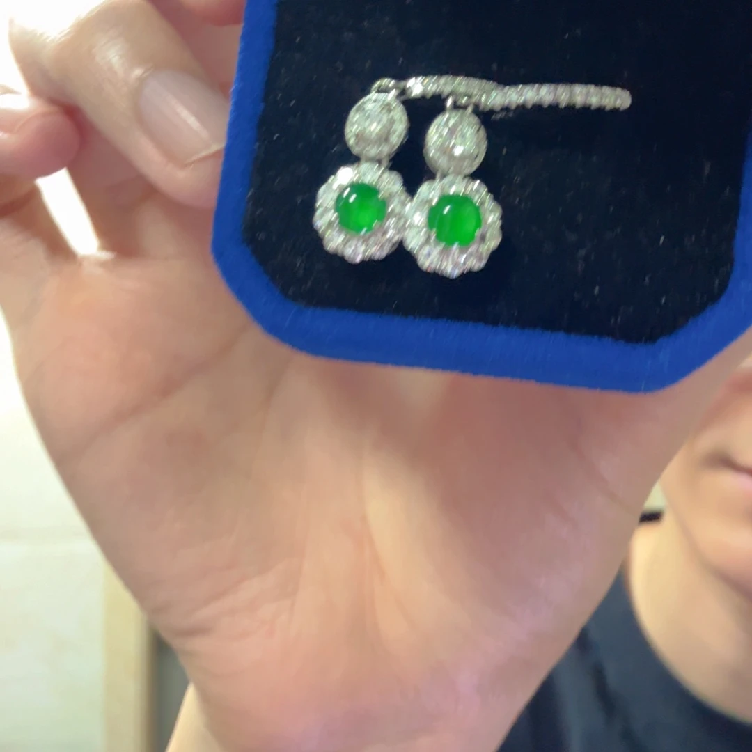 翡翠银S925镶嵌耳饰耳饰