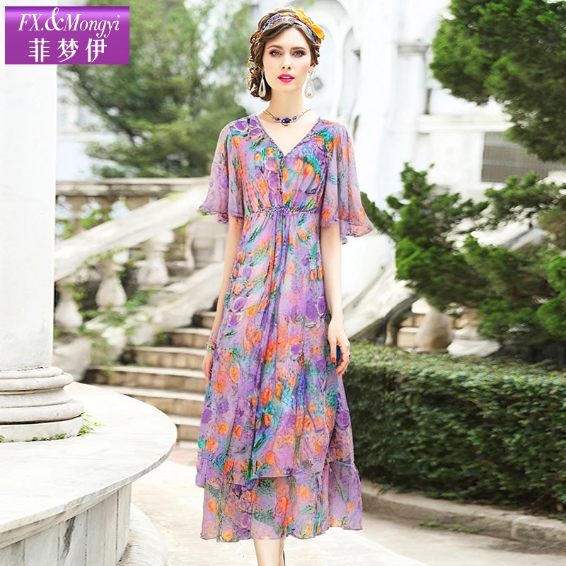 菲梦伊100桑蚕丝新款时尚连衣裙62953