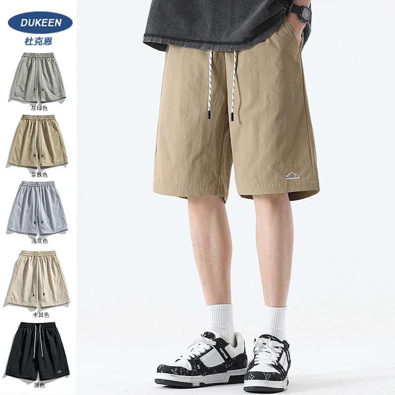 杜克恩黑色工装短裤男款外穿夏季休闲宽松五分运动裤薄款裤子男士
