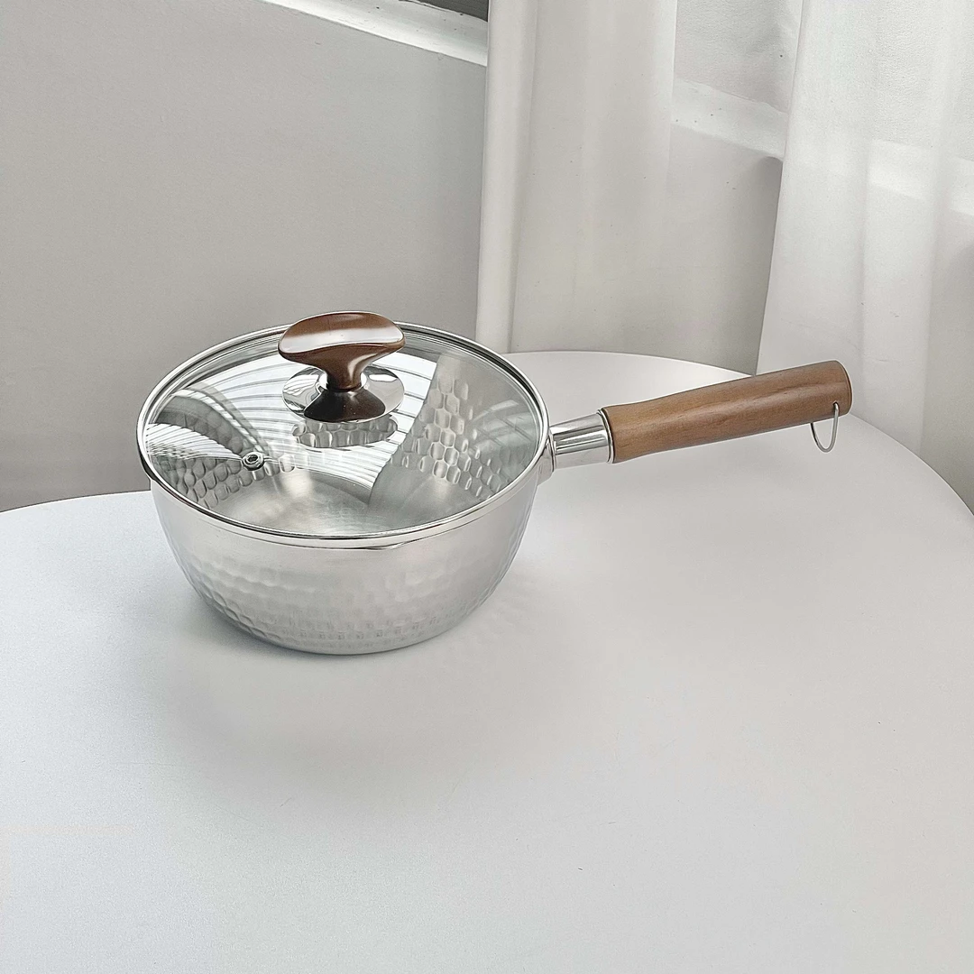木柄雪平锅304不锈钢木柄奶锅辅食锅煮面锅一个装
