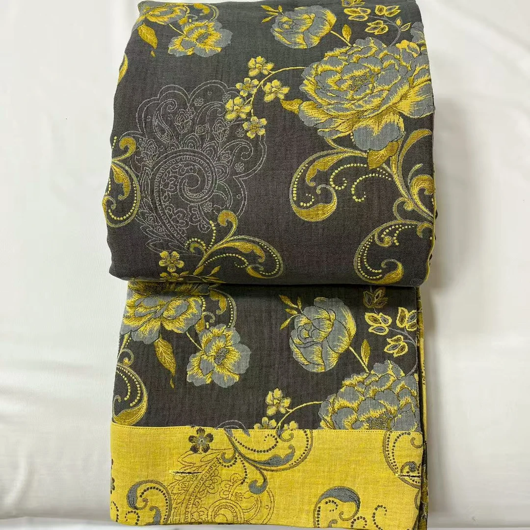 【黑金陌上花开被套】2.0*2.3米纯棉色织双层纱纽扣款被套