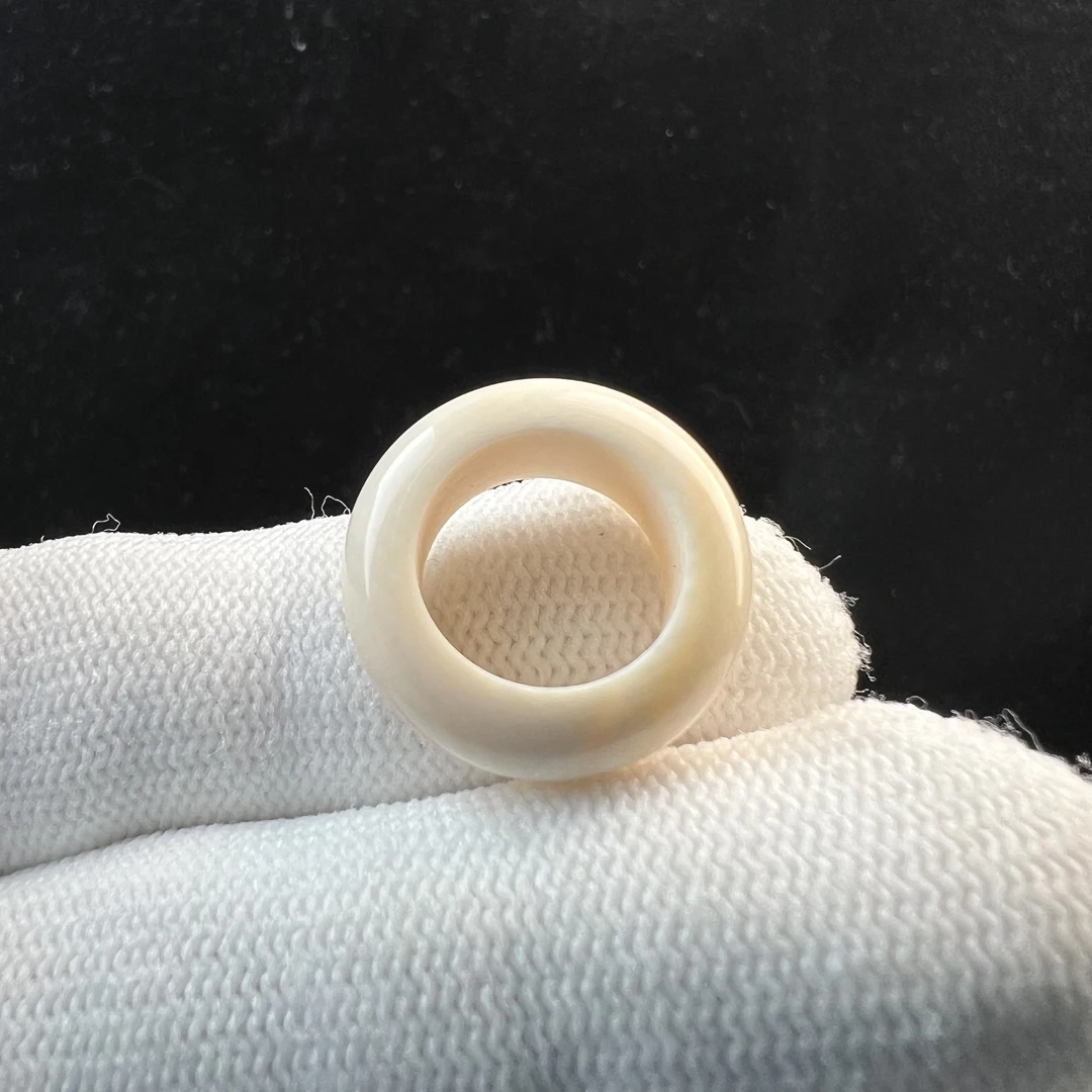 D1331天然猛犸牙跑环戒指内径12.5mm支持鉴定 假一罚四