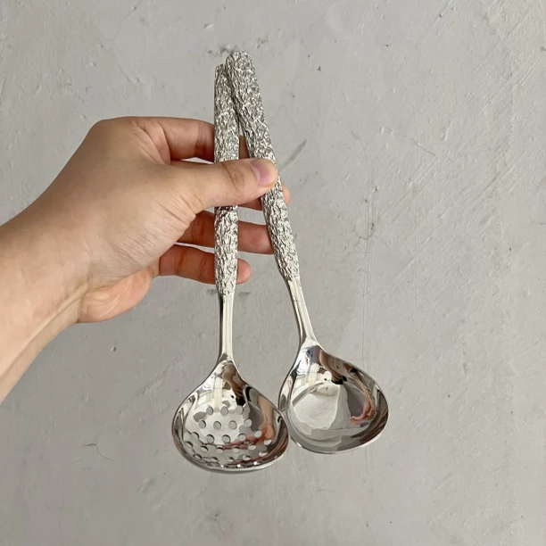 1810不锈钢汤勺家用高档精致304火锅勺漏勺盛汤喝汤汤匙长柄勺子