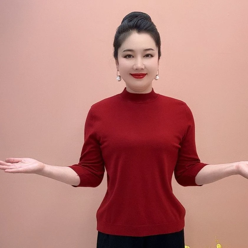 中老年针织衫秋冬妈妈女装针织毛衫打底毛衣宽松新款洋气