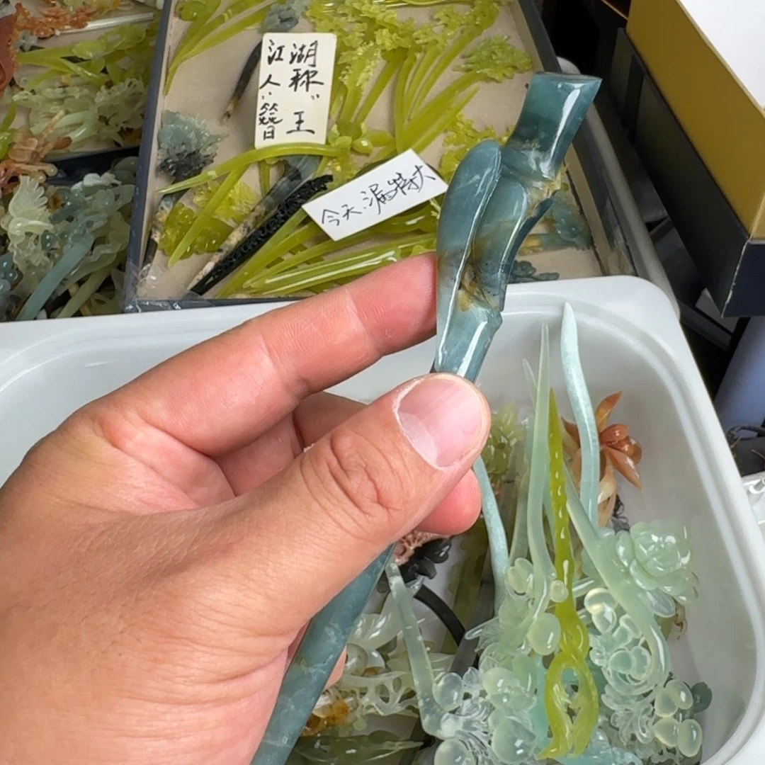 岫玉未镶嵌发饰明君玉簪就是好看