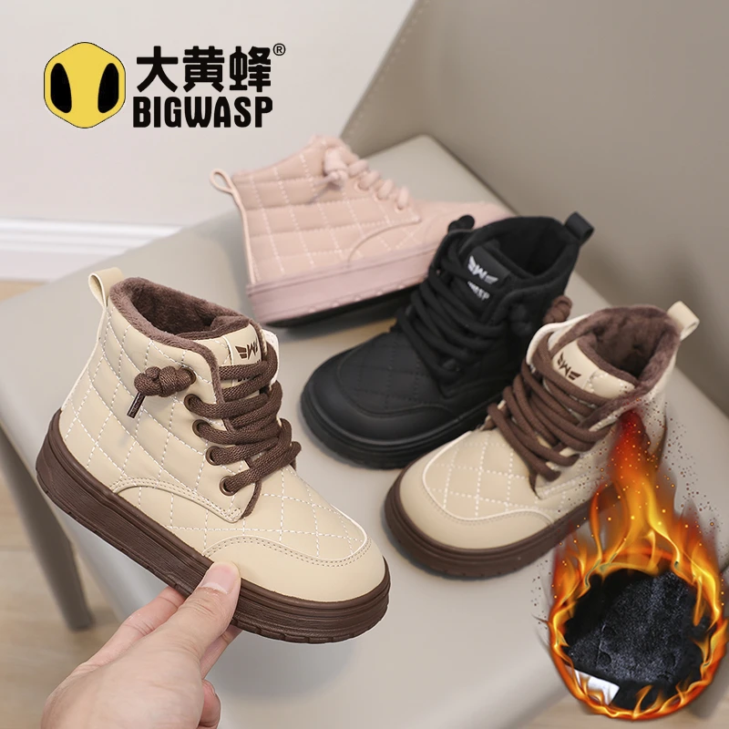 大黄蜂童鞋加绒加厚棉鞋2025冬季新款男女孩户外百搭运动鞋宝宝鞋