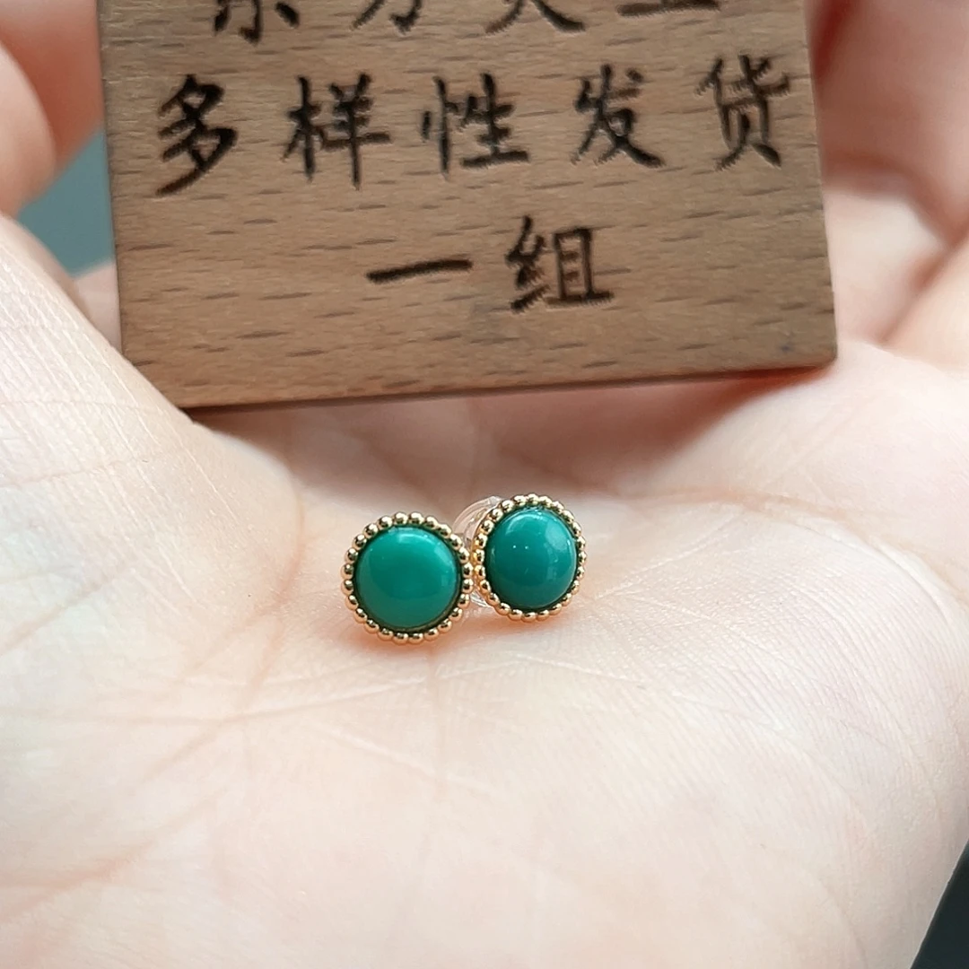 银S925镶嵌绿松石耳饰