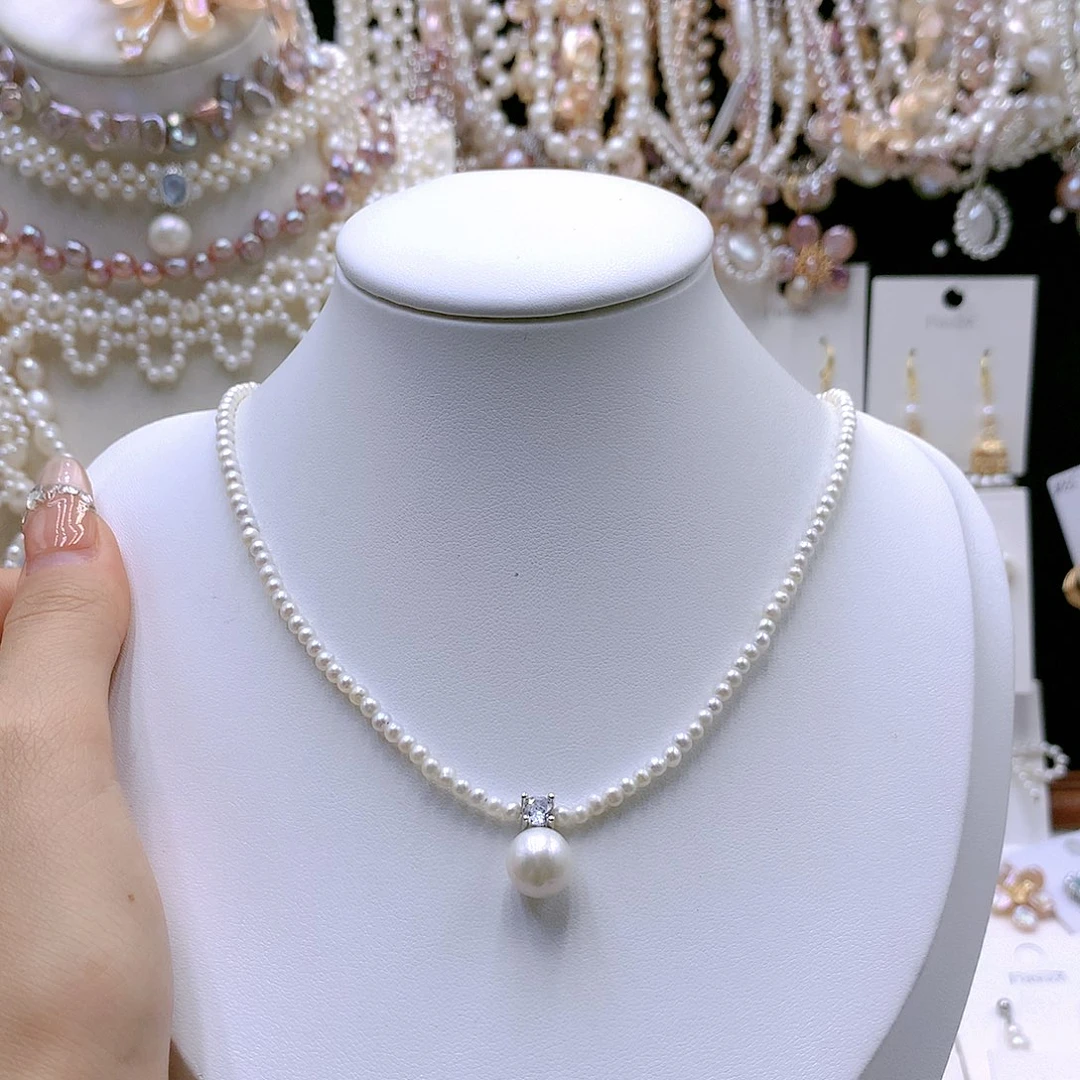 银S925镶嵌耳饰淡水珍珠