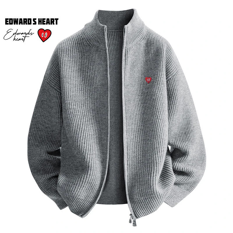 拉链针织毛衣男士秋冬联名针织衫保暖休闲开衫潮流宽松秋季立领