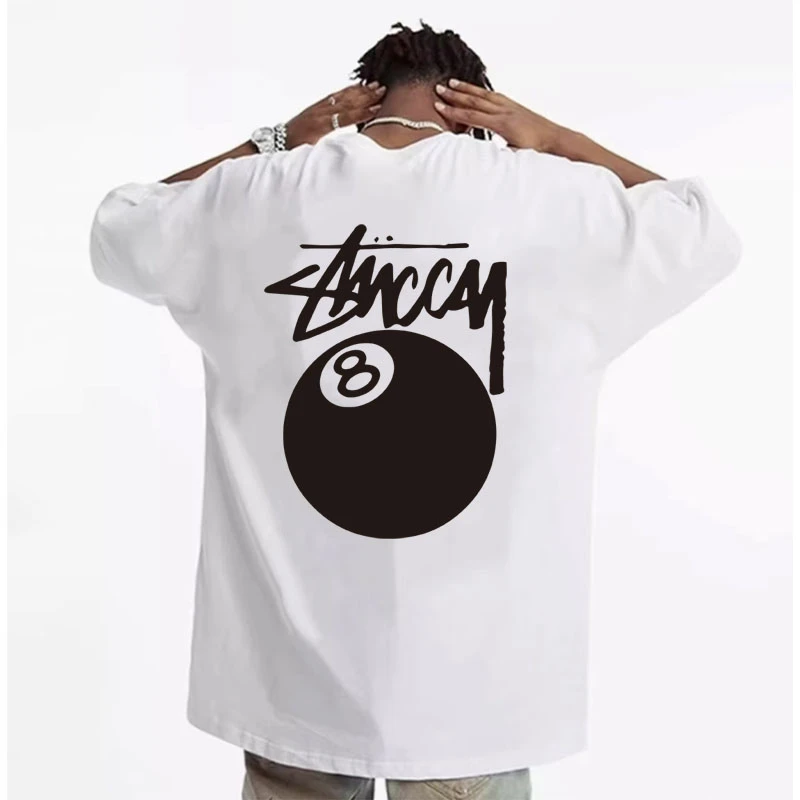 夏尔卡拉重磅纯棉潮牌T恤220男女同款时尚百搭休闲圆领短袖后黑8