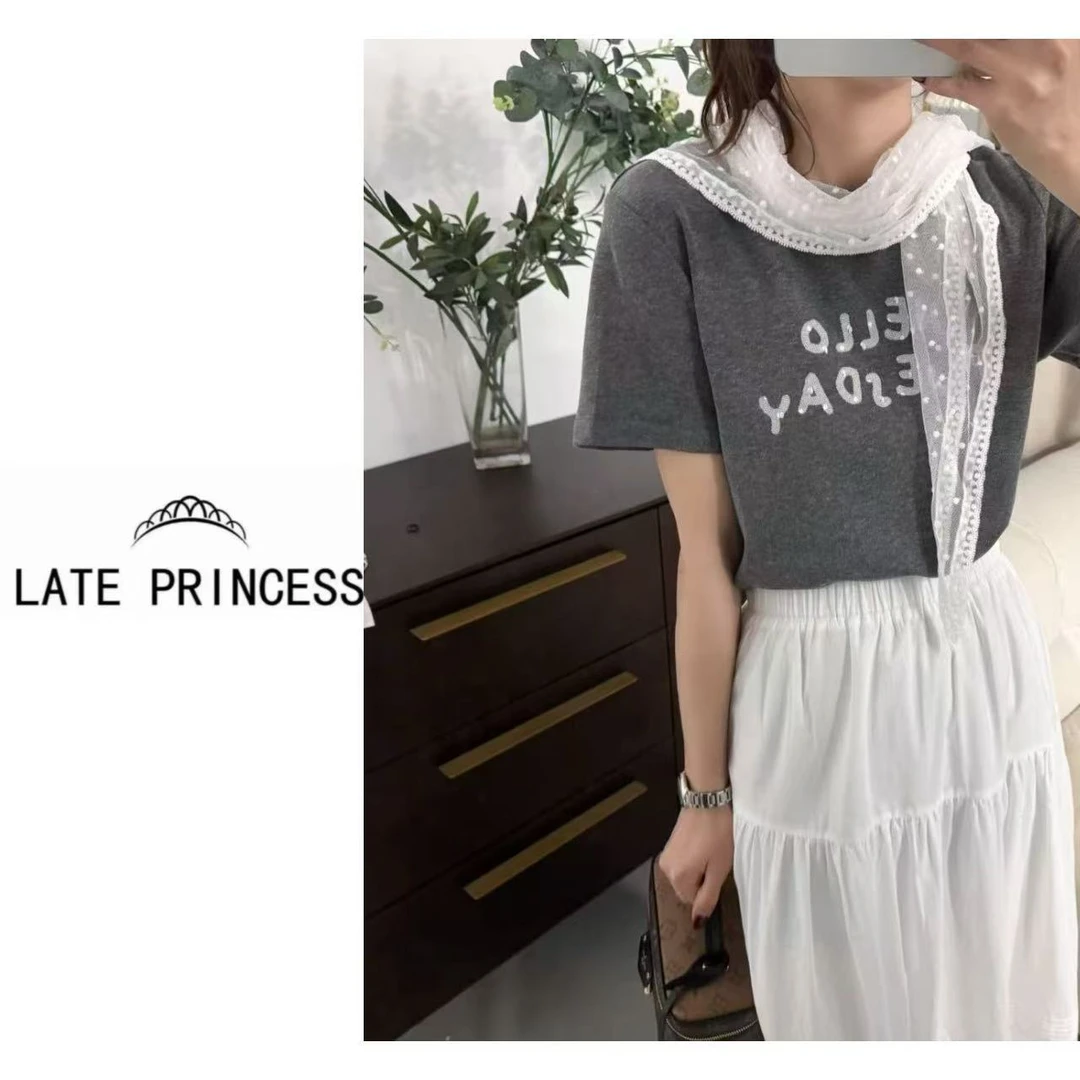 LATE PRINCESS【简单】新款套头简约内搭T恤衫女