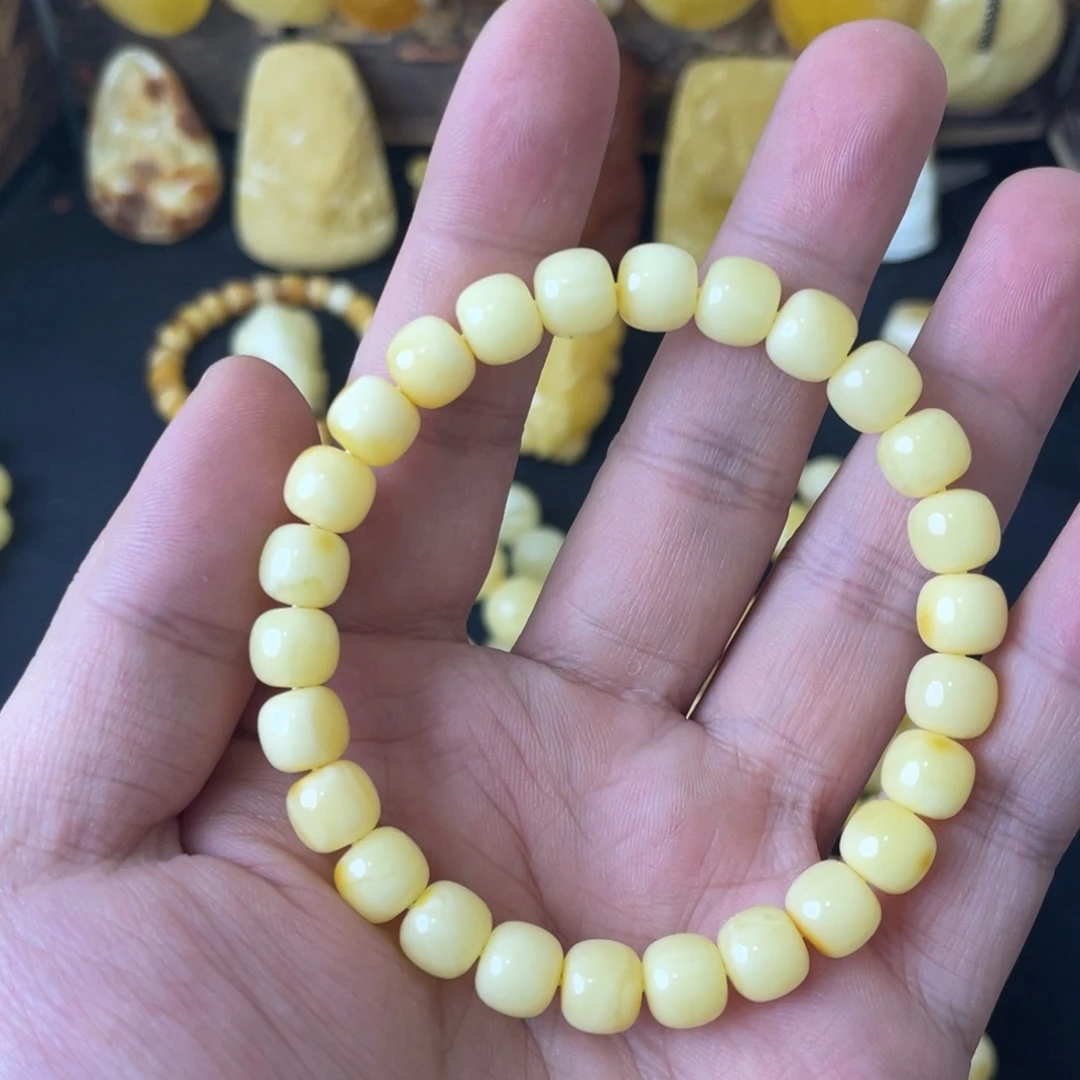 琥珀未镶嵌手串8+俄料浓蜡精工老型手串