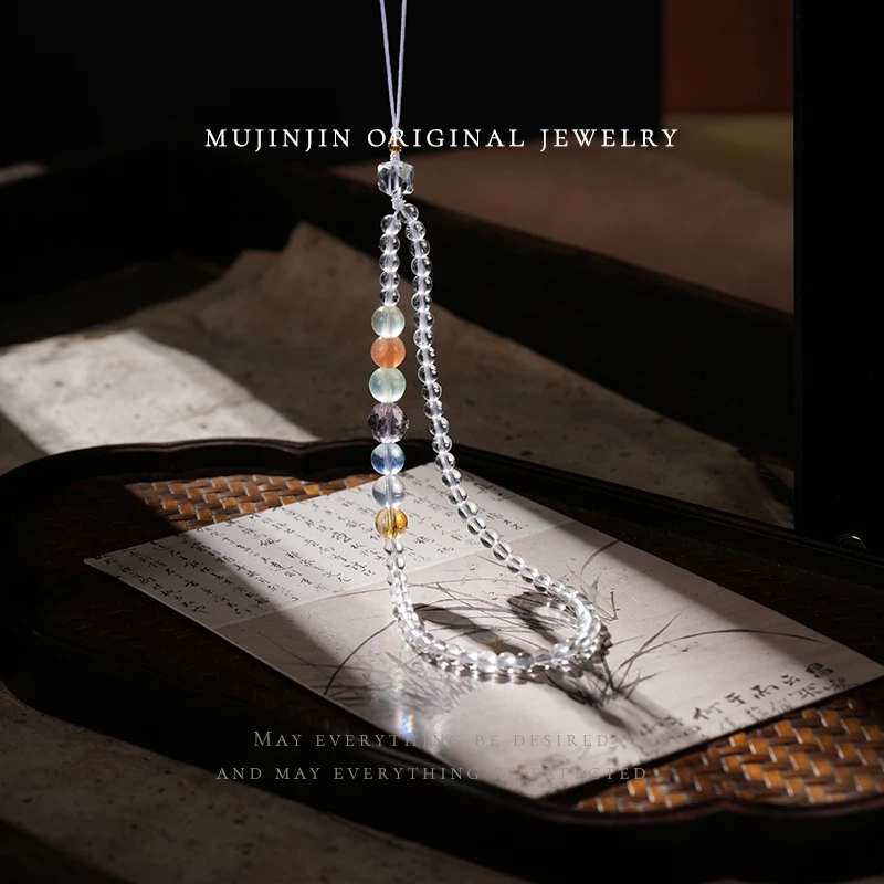 【木槿槿】天然多宝水晶手机链时尚包挂件小众轻奢百搭饰品珠宝首饰