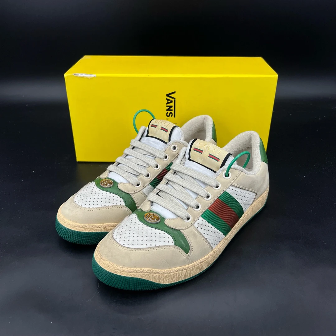 95新 GUCCI/古驰 gucci 脏脏鞋 珐琅灰绿 码数 38 原盒