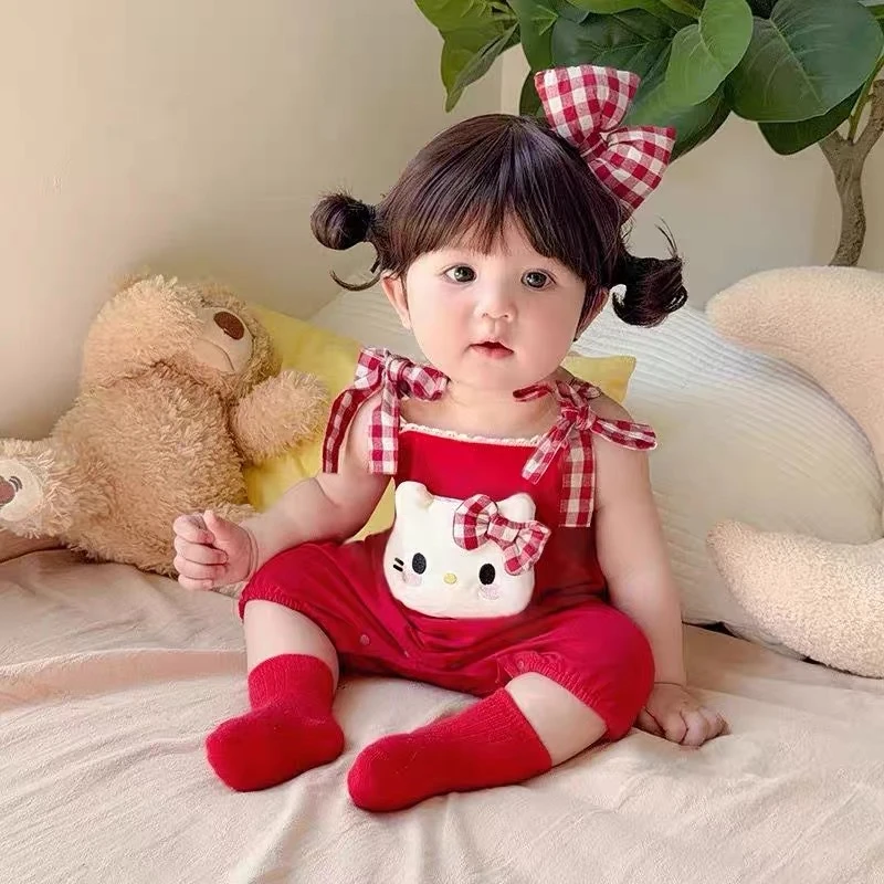 婴儿夏季薄款吊带哈衣宝宝纯棉新生儿爬服满月百天周岁卡通连体衣