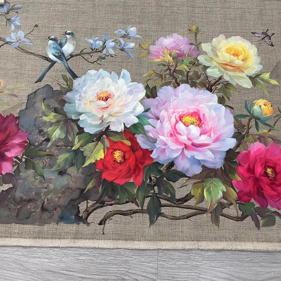 油画忠****7牡丹100/220带框-////