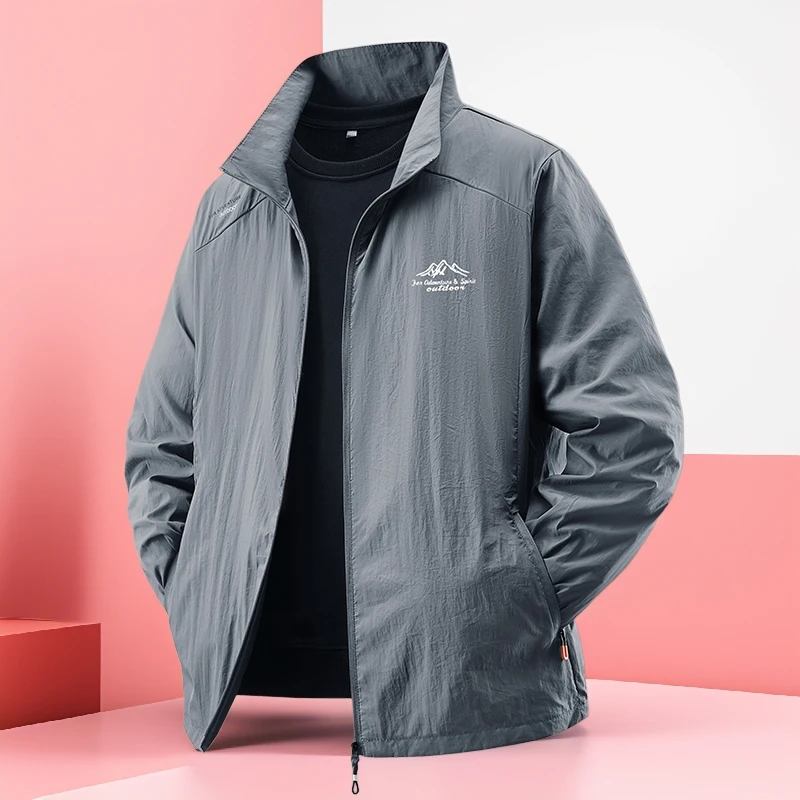 男士夏季薄款立领宽松休闲冰凉透气防晒衣服大码户外运动钓鱼潮流