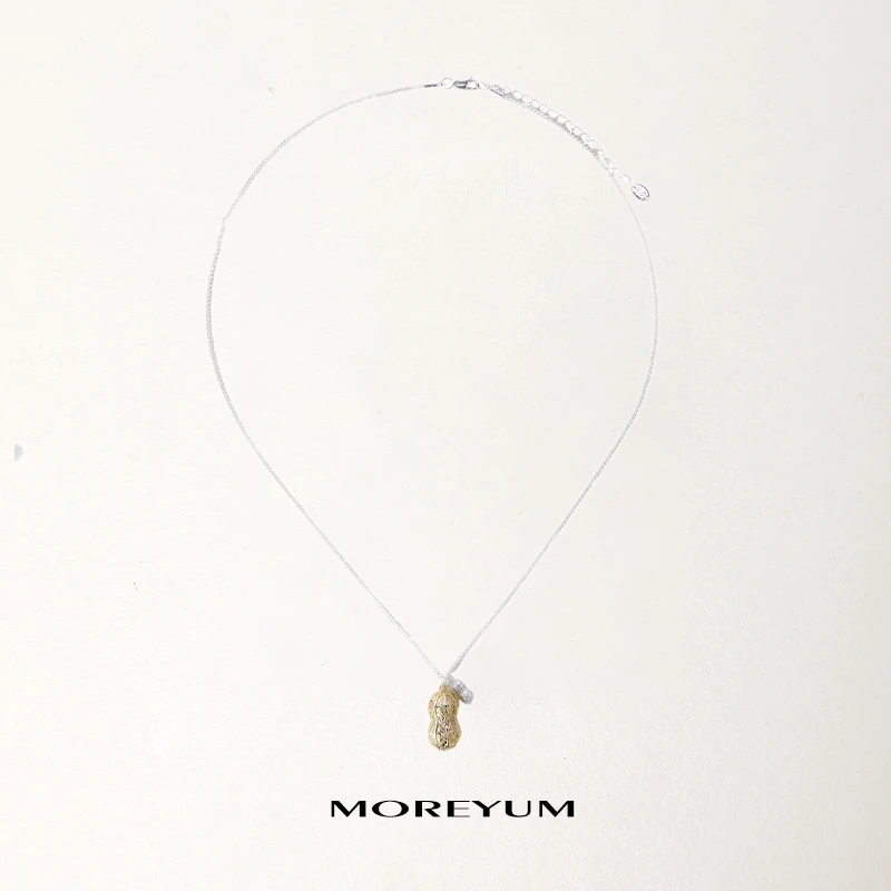 muyang/慕阳 铜合金项链 时尚百搭手工气质精致复古金银花生项链