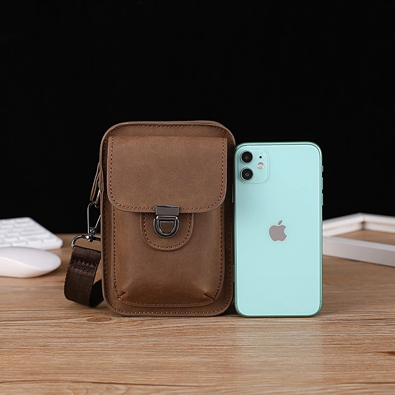 新款复古疯马PU男士手机包