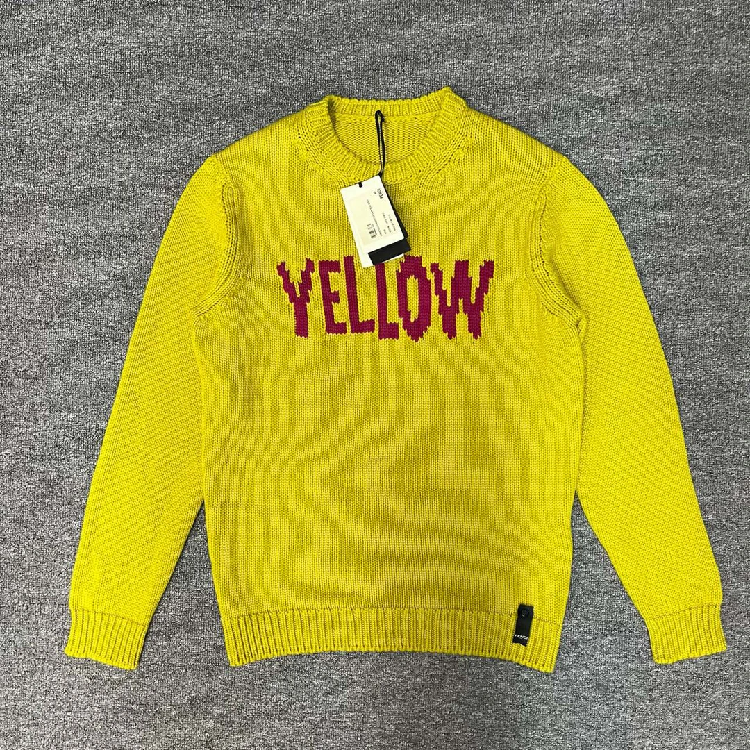 全新未使用 FENDI/芬迪 芬迪Fendi 黄色毛衣 全新带吊牌48码