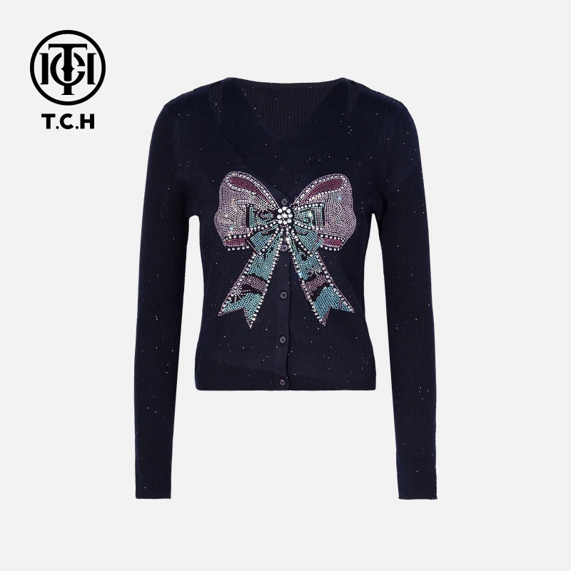 TCH私服烫钻工艺新时尚淑女百搭新潮流针织衫T75C43E5028轻奢tch