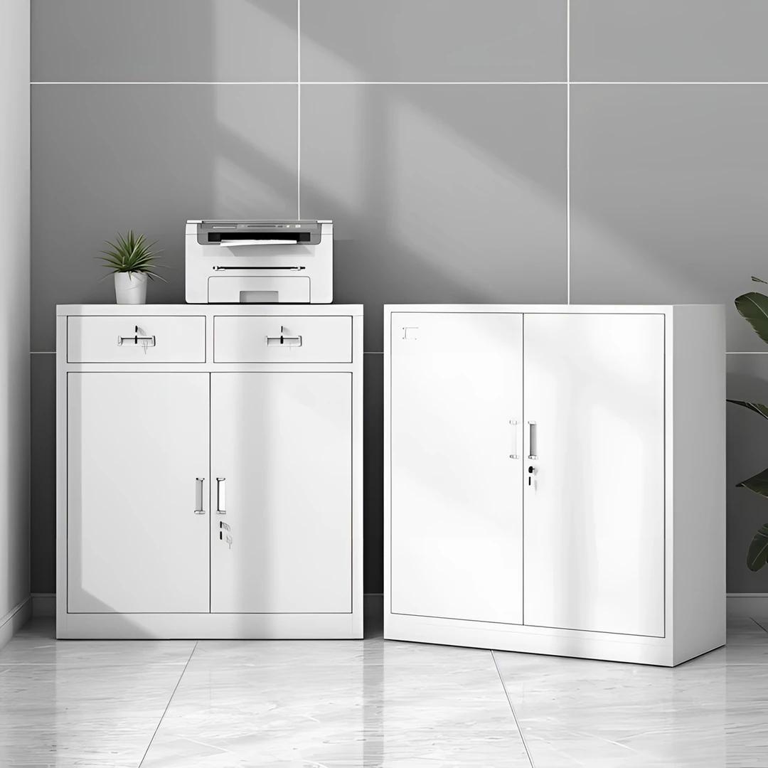 二斗矮柜文件柜铁皮柜办公室资料档案储物柜抽屉柜带锁置物小柜子