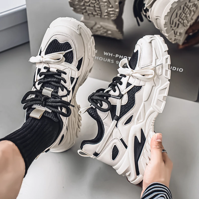 2025夏季新款男鞋厚底增高跑步运动老爹鞋潮流百搭透气低帮潮鞋子