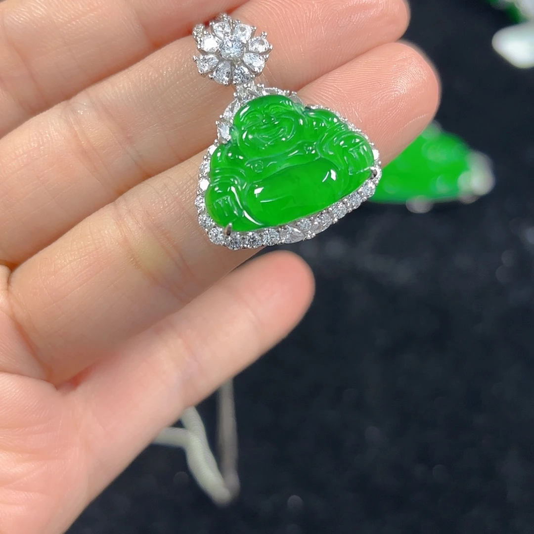 翡翠银S925镶嵌吊坠(不含链)