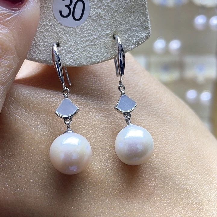 淡水珍珠耳饰银S925镶嵌