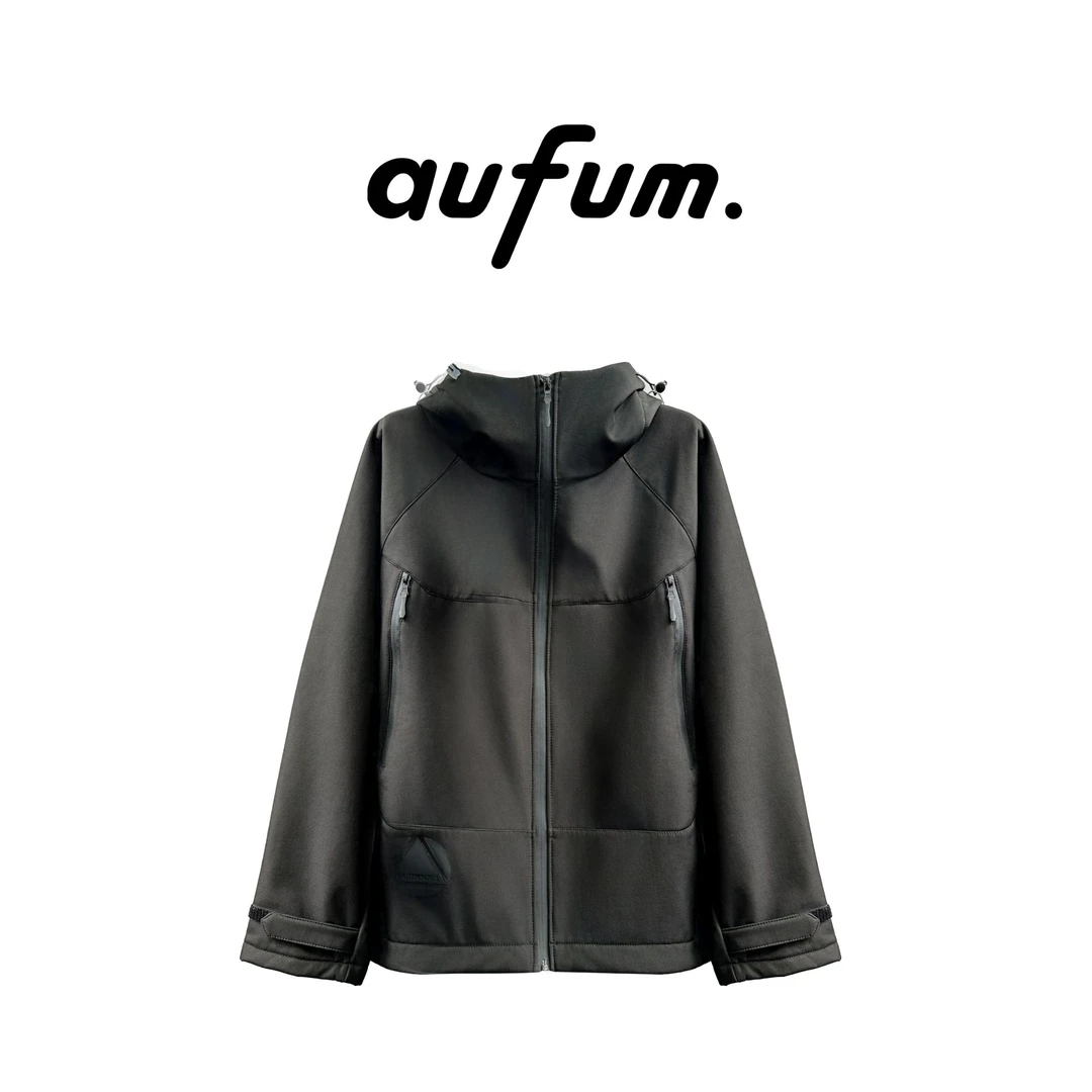 aufum大码男装软壳三防加绒冲锋衣防风放雨防泼水百搭大码上衣