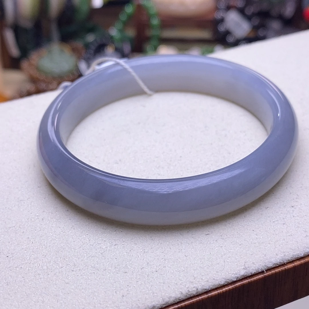 和田玉未镶嵌颈饰清货价老坑料冰烟紫半山水手镯58.4