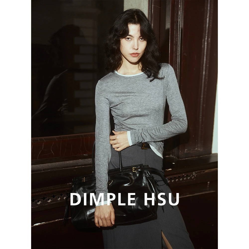 Baby糯软高弹不沾身高级假两件针织长袖【娜家衣柜】