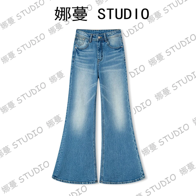 ·勃兰登堡·秋款重磅Row风大牛骨感-设计感显瘦气质直筒喇叭牛仔裤