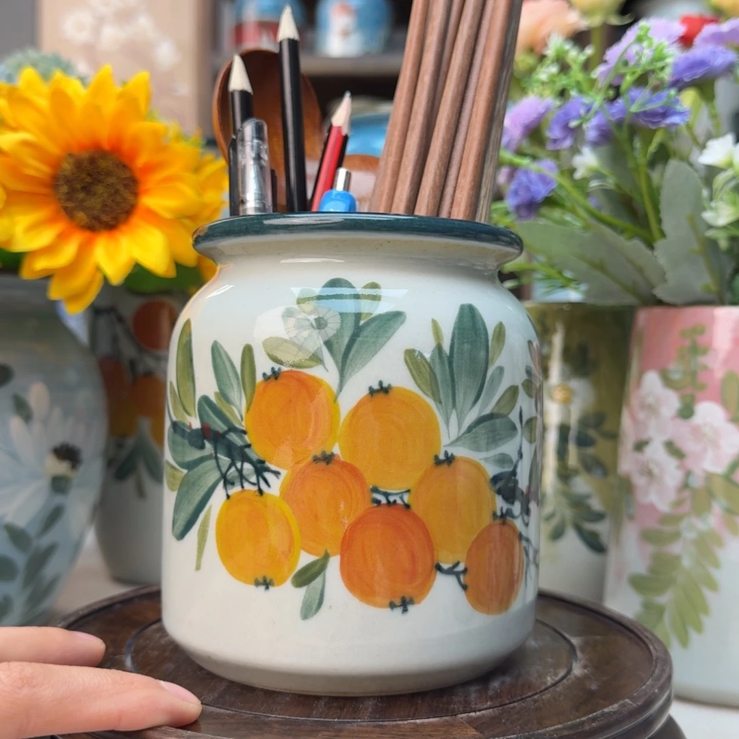 瓶景德镇纯手绘花瓶摆件无孔