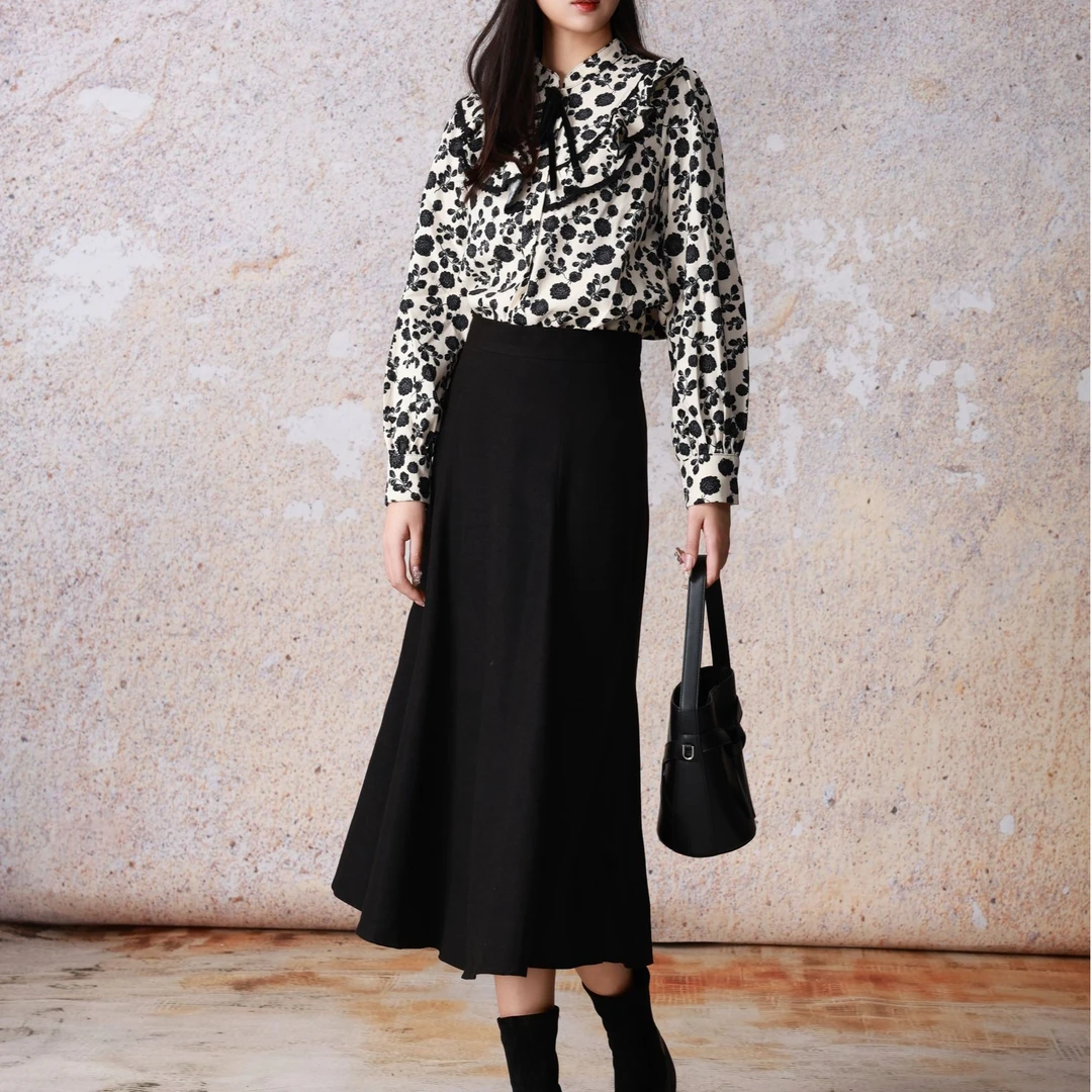 【首次PO价】西町村屋法式浪漫复古半身鱼尾裙YD7412229