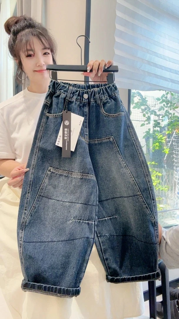 2025新款牛仔裤儿童男童春秋款宽松直筒阔腿裤儿童休闲裤S9576