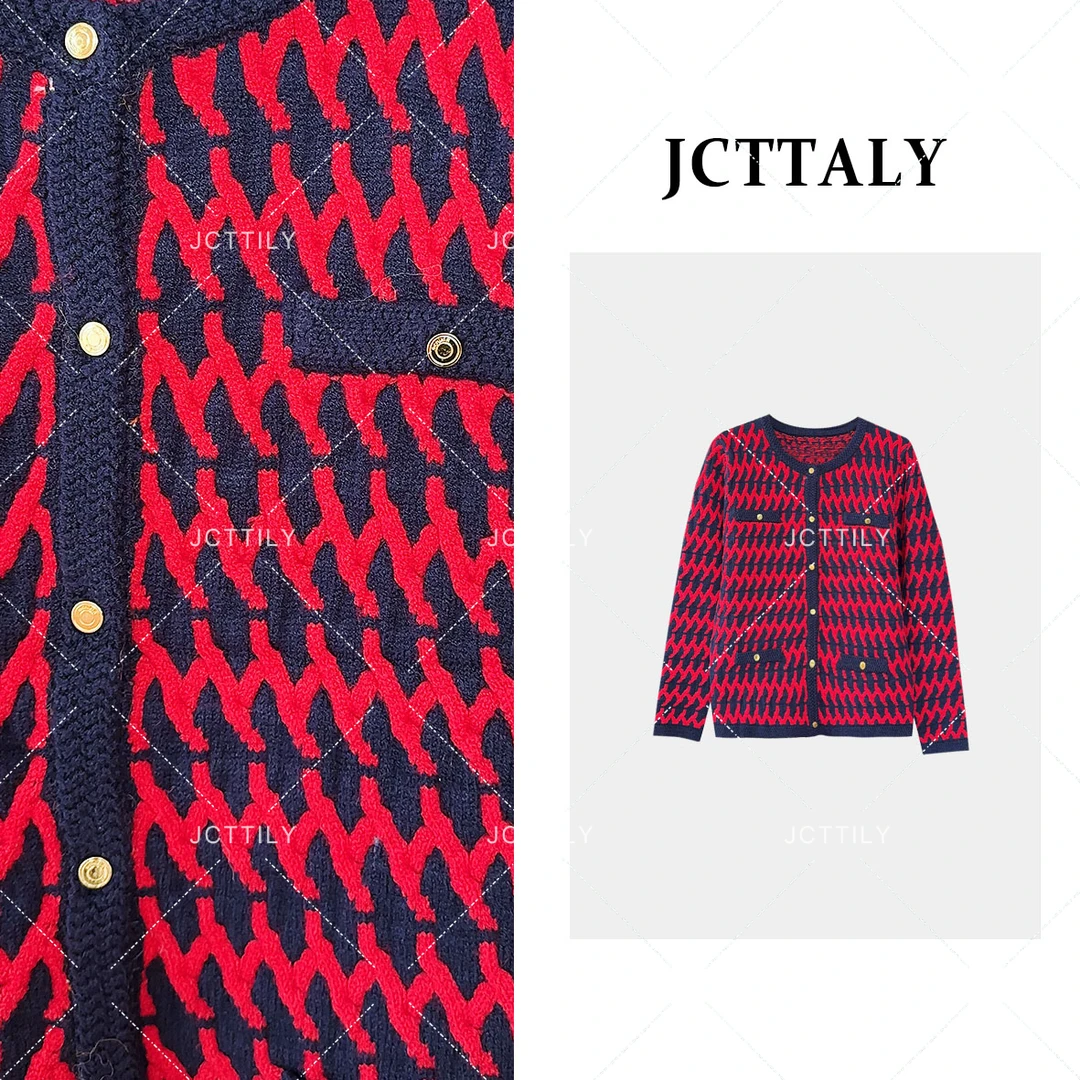 【Linda】【46】小香风毛衣格纹羊绒撞色毛衣JC-A2887