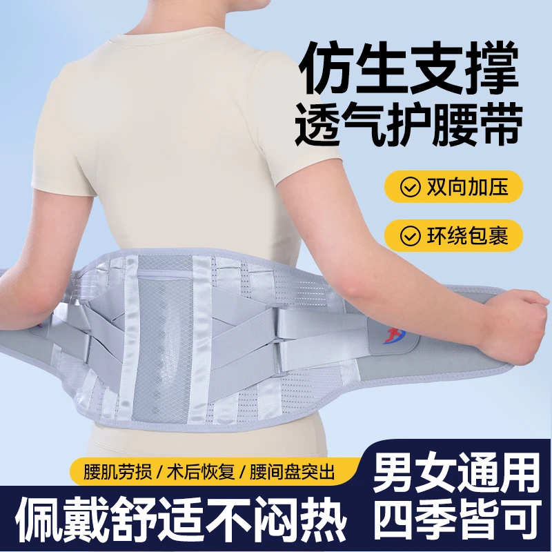仿生龙骨加宽钢板支撑透气护腰带男女久坐护腰神器突出劳损四季款