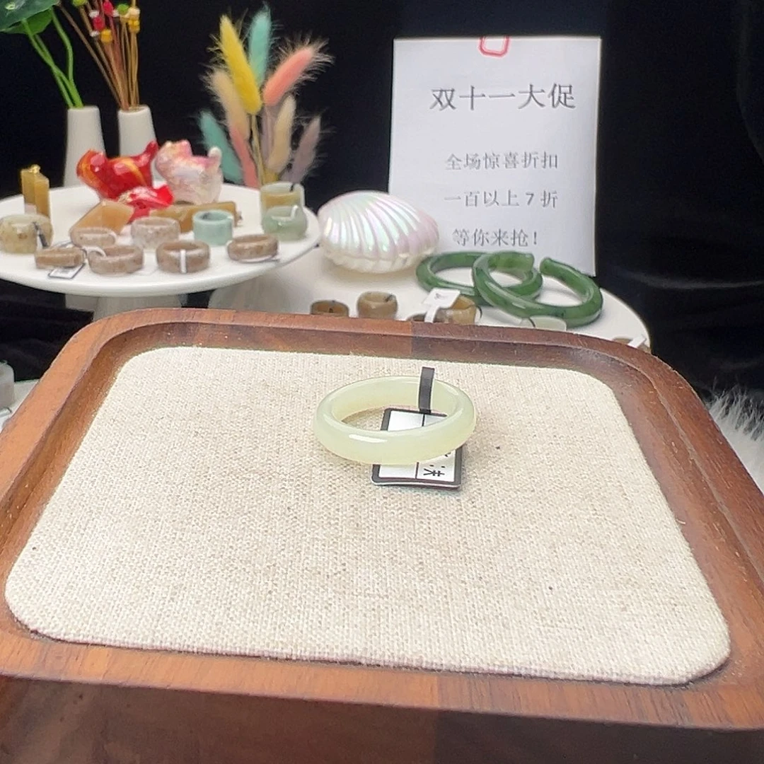和田玉（糖玉）未镶嵌戒指k29 晴水圆条 18.8 不退换