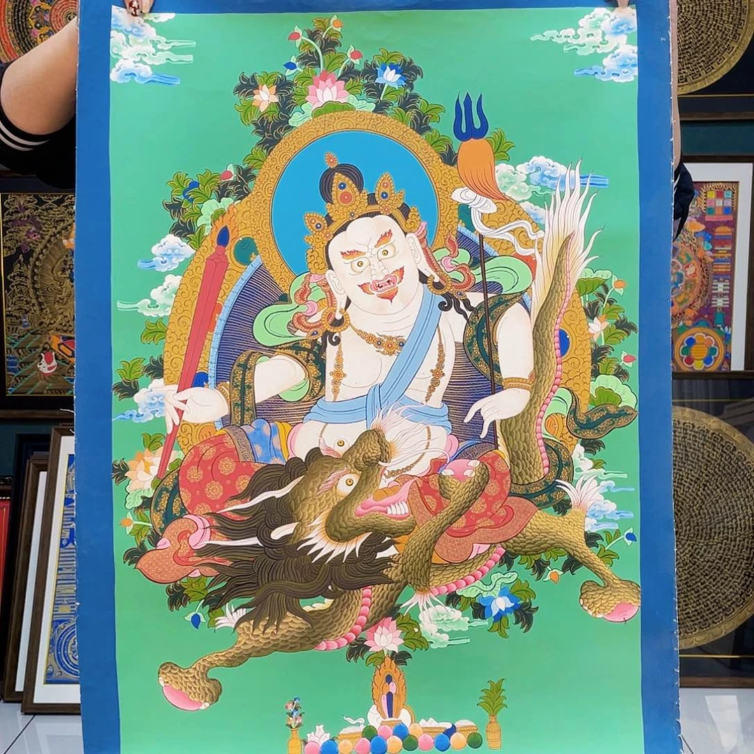 卷轴画手绘唐卡 白财