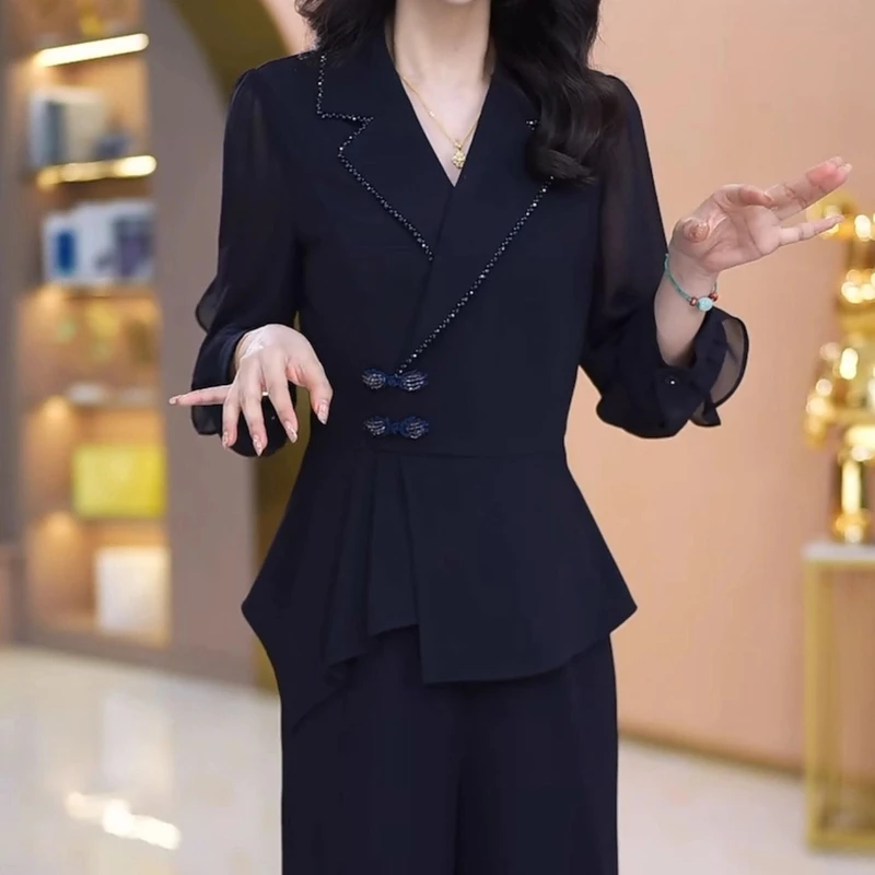 上衣+裤子高级多丽丝新中式国风气质俩件套2025春新款修身套装女