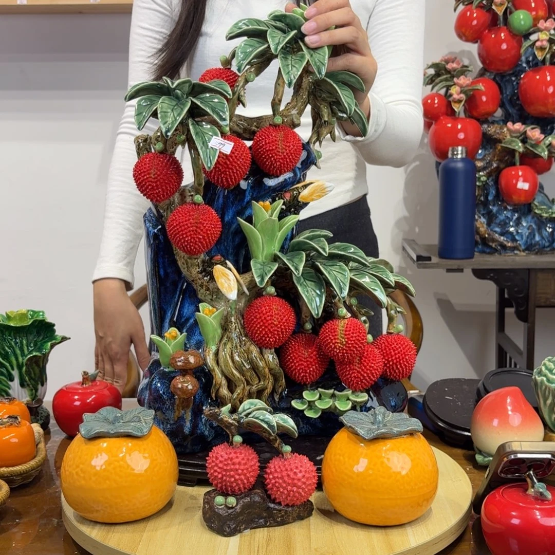 陶瓷镇店之宝摆件，双荔枝，橘子2