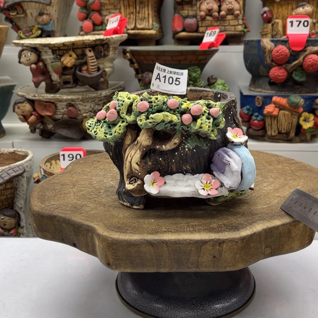 花盆105白狐花盆手捏