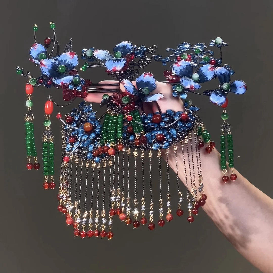 z8347景泰蓝百搭手工超仙配饰品复古/宫廷发夹古典