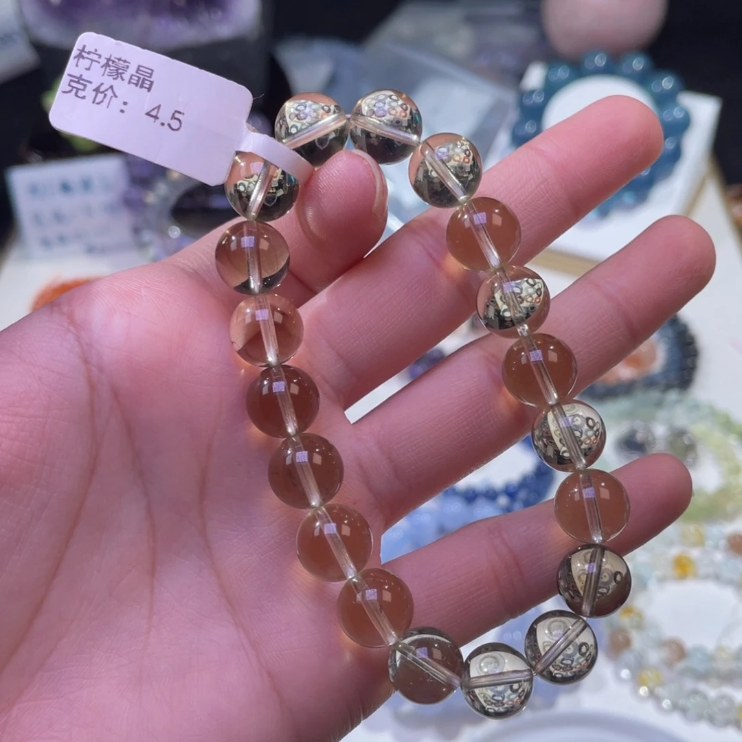 未镶嵌手链水晶净体巴西柠檬黄水晶10+