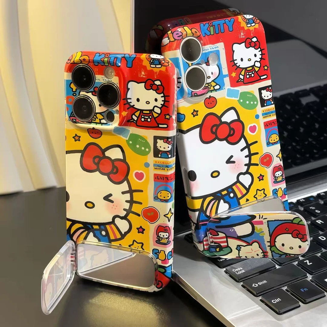 涂鸦彩绘KT支架适用苹果17手机壳iPhone16promax华为vivo小米oppo