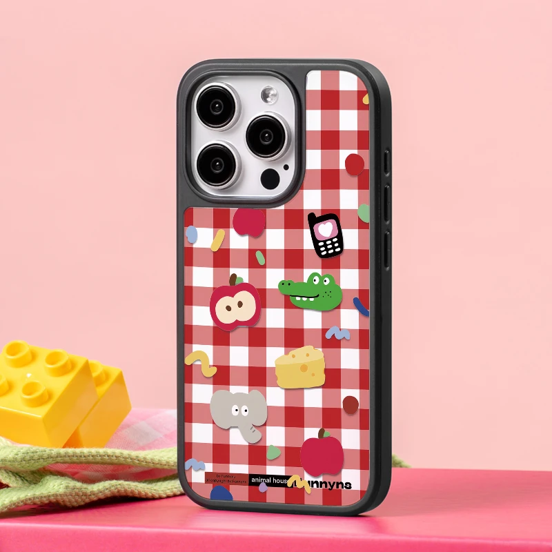 【GGHU】格子动物适用苹果16promax可爱15全包14卡通13亲肤12手机壳