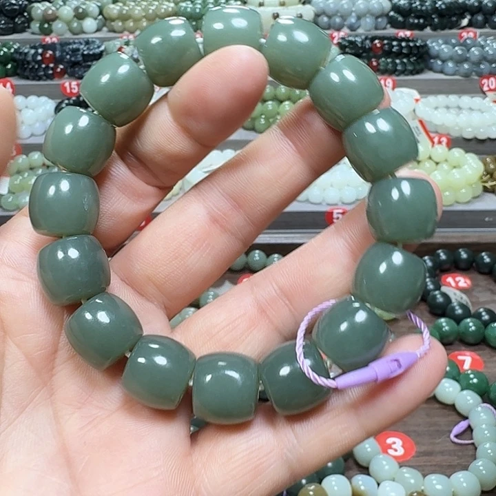 未镶嵌手链和田玉新疆且末蓝直切卡14