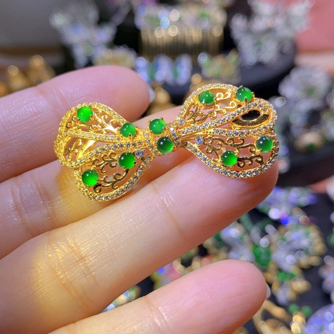 吊坠(不含链)银S925镶嵌翡翠