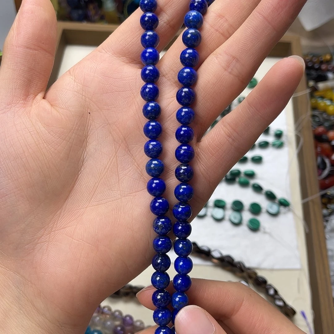 玛瑙/玉髓未镶嵌珠宝半成品卡8青金石圆珠一条